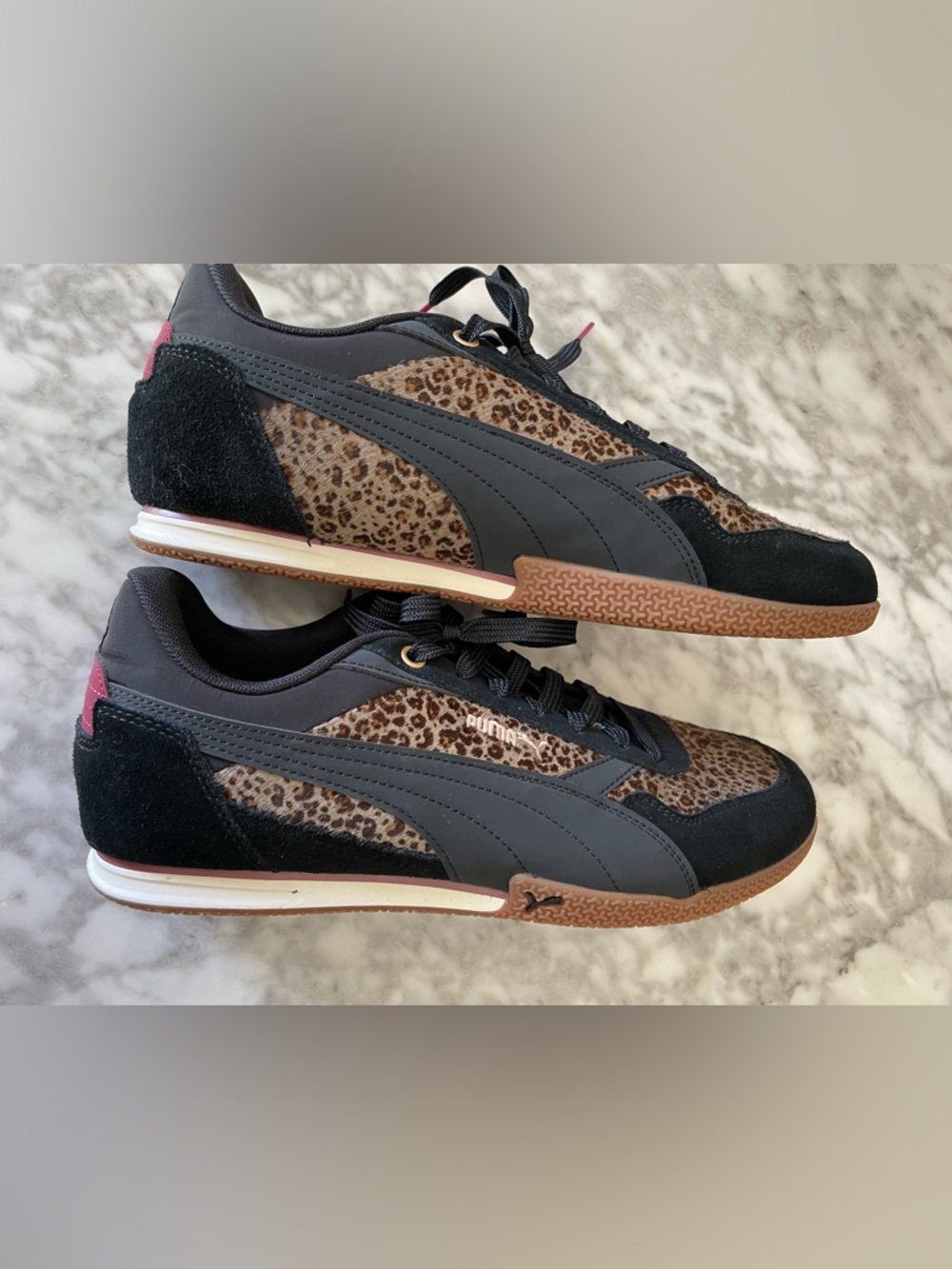 Puma Sneakers Black Leopard Print Women's Size 11 Like New!